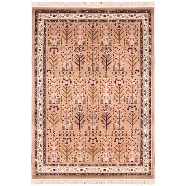 فرش ماشینی سرزمین فرش طرح عشایر زمینه کرم