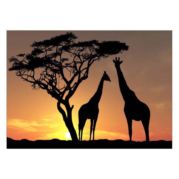 تابلو شاسی ونسونی طرح Sunset Beyond Giraffes سایز 30x40 سانتی متر، Wensoni Sunset Beyond Giraffes Chassis 40 x 30