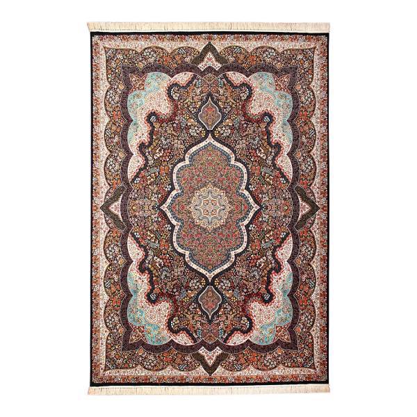 فرش ماشینی آنتیک طرح شاه پری کد FR11 زمینه سرمه‌ ای