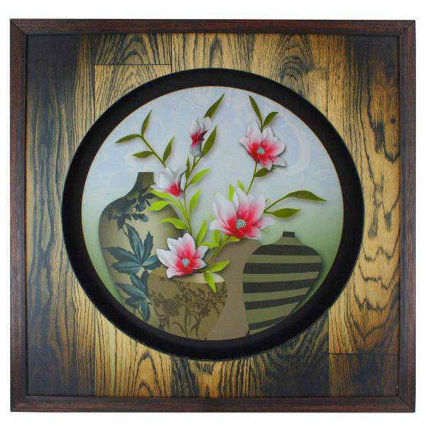 تابلو شیانچی طرح گل و گلدان کد 070064