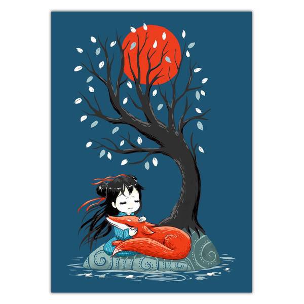 تابلو شاسی ونسونی طرح Girl and a Fox سایز 30 × 40، Wensoni Girl and a Fox Chassis 40 x 30
