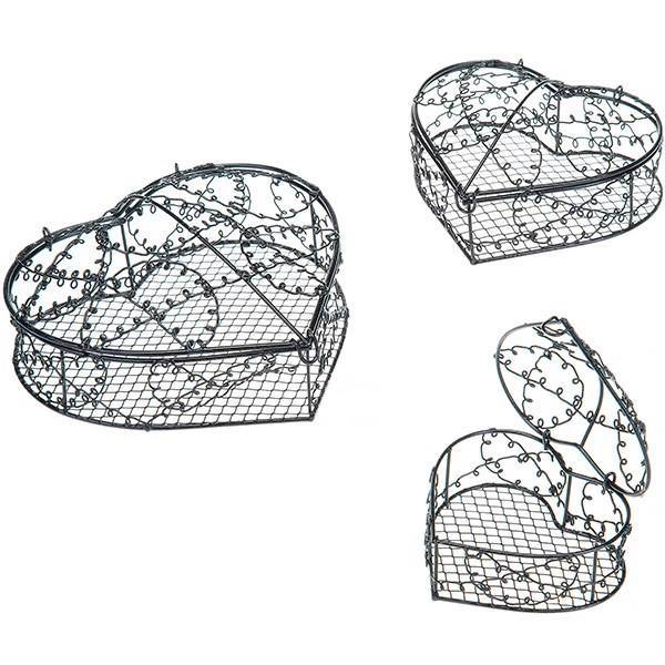 قفس قلب 3 تیکه توری، Decorative Grid Heart Cage 3 Pieces