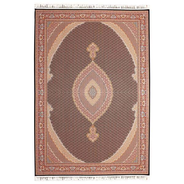 فرش ماشینی آنتیک طرح ریزماهی کد FR60 زمینه سرمه‌ای