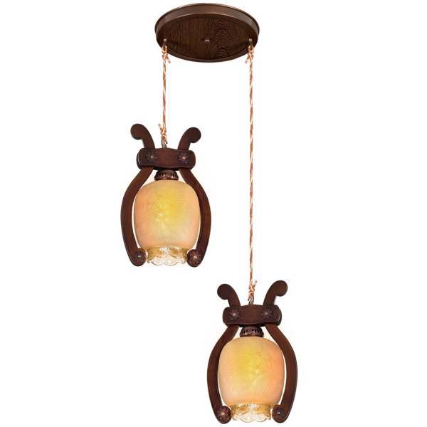 چراغ آویز دارکار مدل رز 2 شعله کد 196، Darkar 196 Two Branches Rose Hanging Lamp