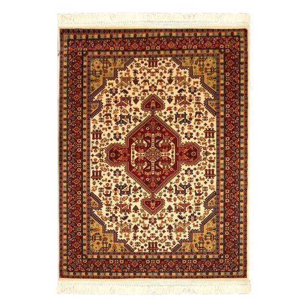فرش ماشینی دینا طرح خشتی کد 719 زمینه کرم