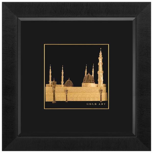 تابلوی طلاکوب زرسام طرح مسجدالنبی سایز 45 × 45 سانتی متر، Zarsam Al Masjid Al Nabawi Golden Tableau Size 45 x 45 cm