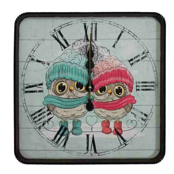 ساعت دیواری گلدن طرح جغد زوج کد 10010166