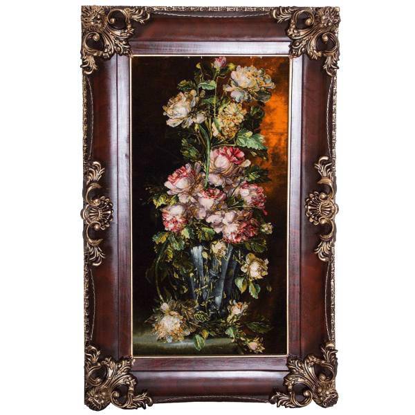 تابلو فرش دستبافت سرزمین فرش طرح گل سطونی کد 207056