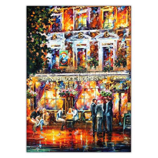 تابلو شاسی ونسونی طرح Sherlock Holmes Leonid Afremov سایز 30x40 سانتی متر، Wensoni Sherlock Holmes Leonid Afremov Chassis 40 x 30