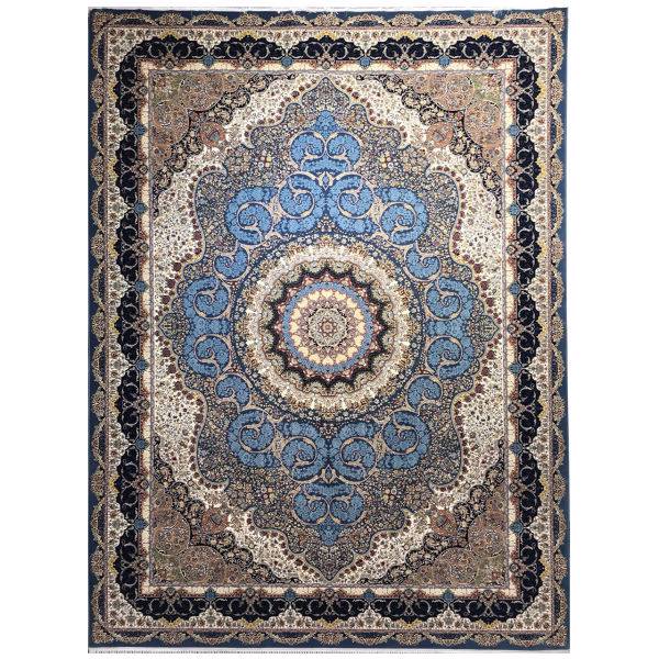 فرش ماشینی عظیم زاده طرح اذرخش گل برجسته کد 9027