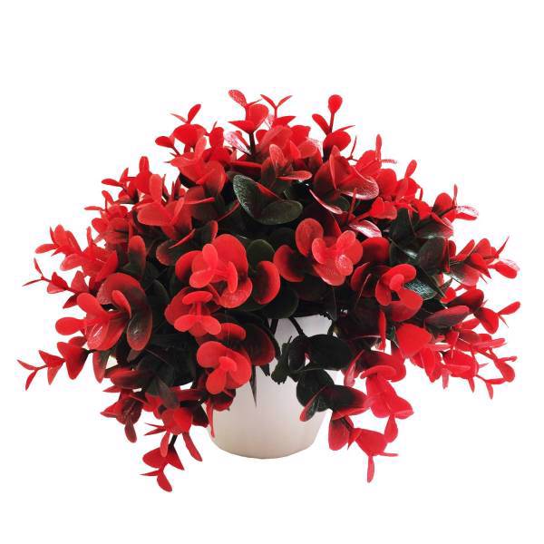 گلدان به همراه گل مصنوعی مدل پهن برگ، Broad Leaf Flower And Pot