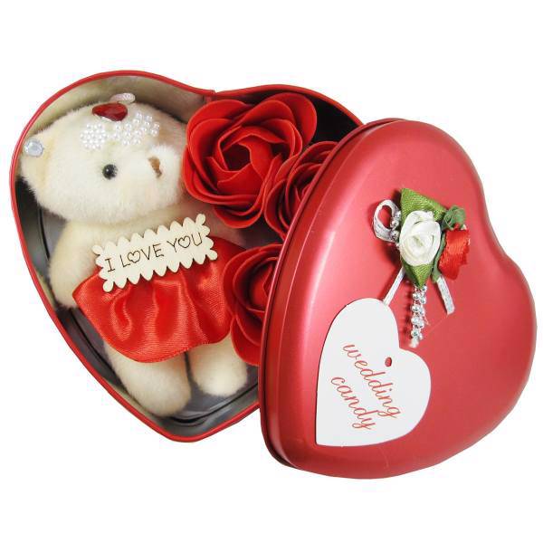 جعبه فلزی گل و عروسک وسنا مدل LOVE