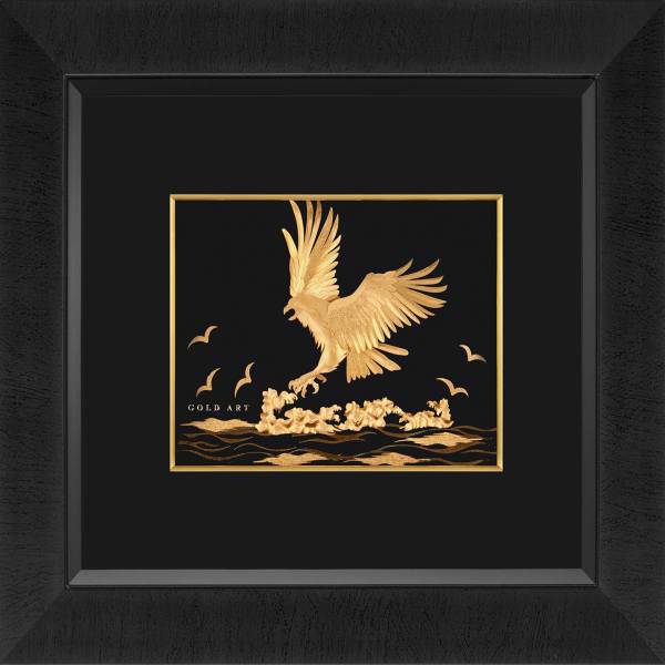 تابلوی طلاکوب زرسام طرح Eagle 3D سایز 40 × 35 سانتی متر، Zarsam Eagle 3D Golden Tableau Size 35 x 40 cm