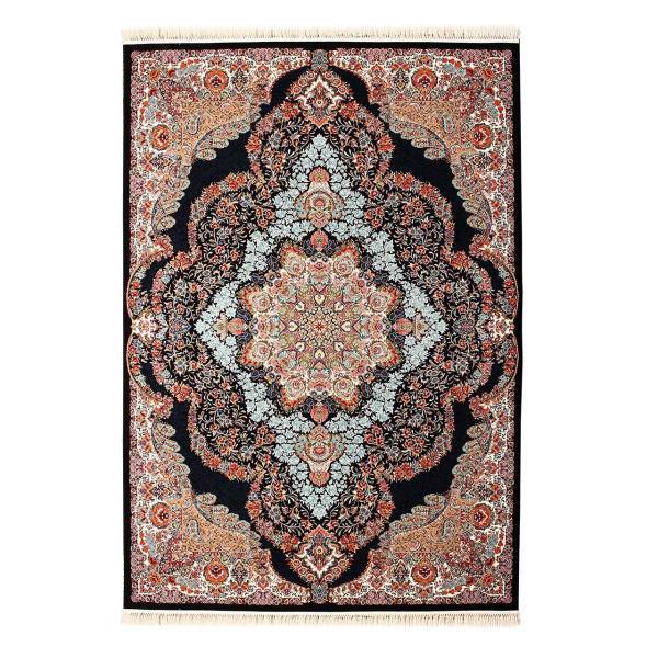 فرش ماشینی شاهرخ طرح آرمان کد FR83 زمینه سورمه‌ ای