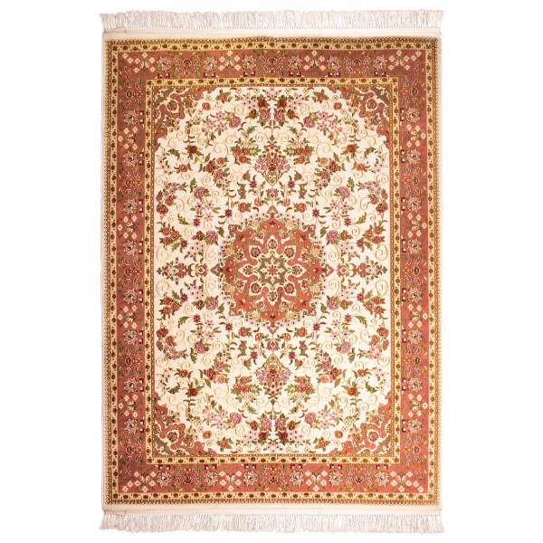 فرش ماشینی فرش کاشان طرح فخر عالم کد FSM44 زمینه کرم