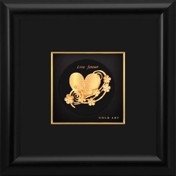 تابلوی طلاکوب زرسام طرح قلب و گل سایز 25 × 25 سانتی متر، Zarsam Heart And Flower Golden Tableau Size 25 x 25 cm