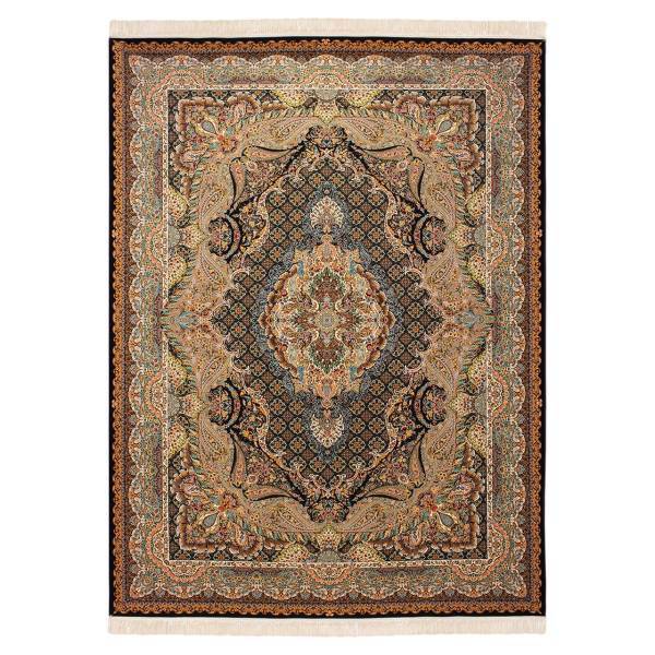 فرش ماشینی کتیبه طرح دریا کد FR151 زمینه سورمه ای