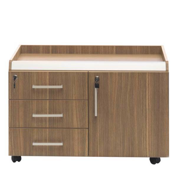 کمد اداری چرخ دار فرآذین مدل FAD-102 بلوطی روشن، Farazin FAD-102 Light Oak Wheeled Cupboard