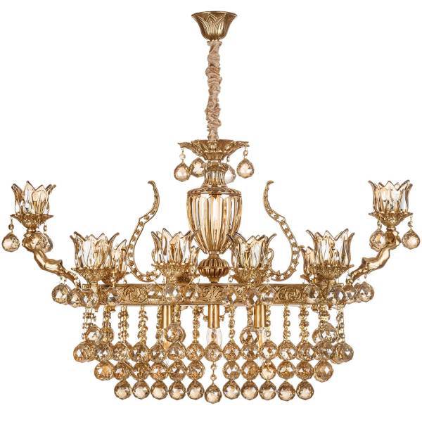 لوستر بیضی چشمه نور 16 شعله کد C2771/16، Cheshmeh Noor C2771/16 Sixteen Flames Chandelier