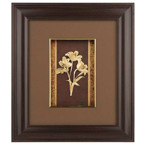 تابلوی طلاکوب زرسام طرح گل لیلوم سایز 35 × 40 سانتی متر، Zarsam Lilium Golden Tableau Size 40 x 35 cm