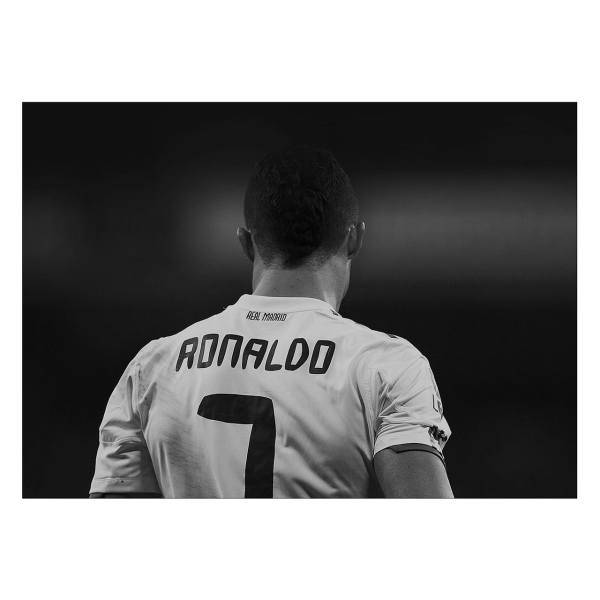 تابلو شاسی ونسونی طرح Ronaldo Black And White سایز 50x70 سانتی متر، Wensoni Ronaldo Black And White Chassis Size 50 x 70 Cm