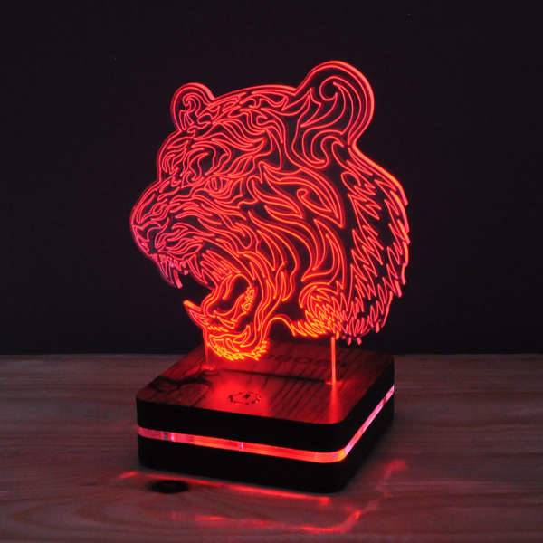 چراغ خواب موهومی طرح سر ببر هفت رنگ، Mohomi Wirelight 7 Color Lamp Tiger Head