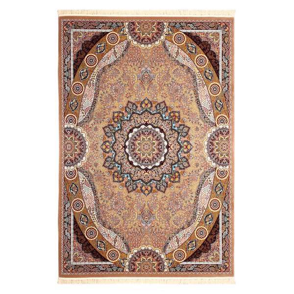 فرش ماشینی دربار طرح کرشمه کد FR40 زمینه گردویی