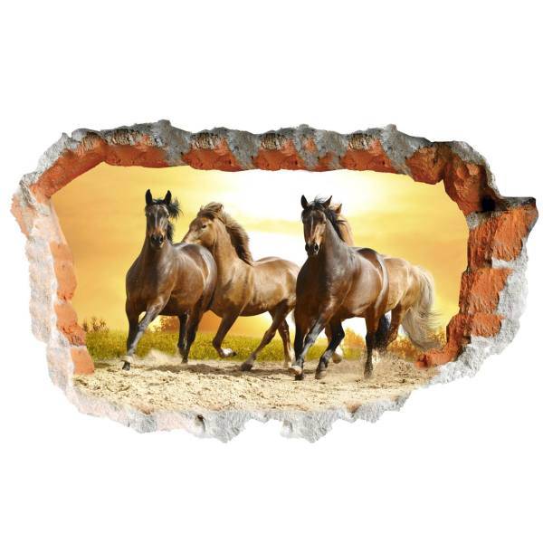 استیکر سه بعدی ژیوار طرح اسب های وحشی، Zhivar Wild Horses 3D Wall Sticker