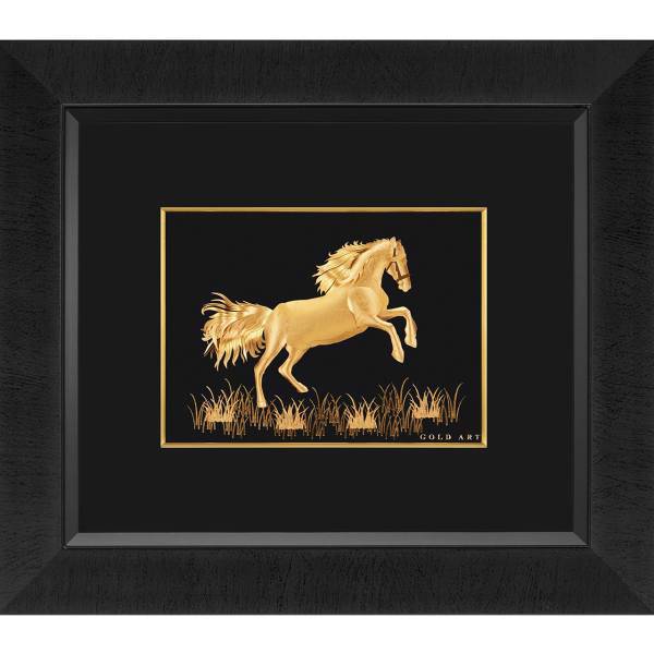 تابلوی طلاکوب زرسام طرح Horse Without Saddle سایز 40 × 35 سانتی متر، Zarsam Horse Without Saddle Golden Tableau Size 35 x 40 cm