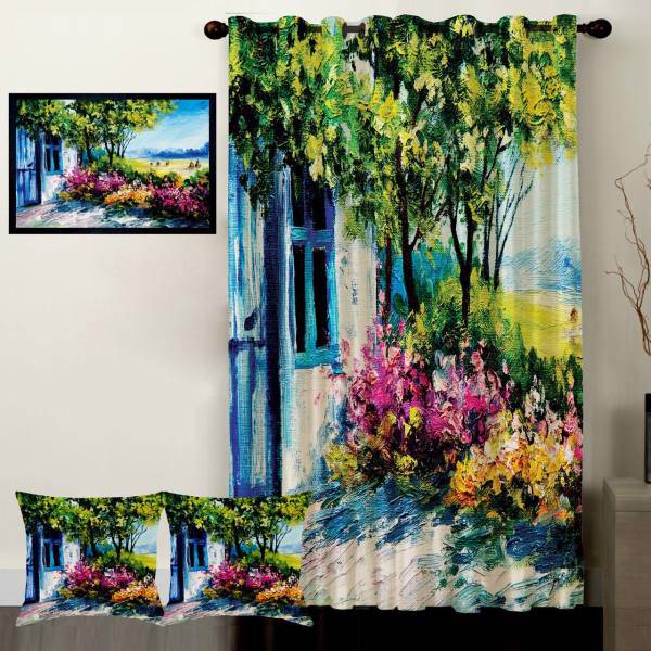 پرده رنس مدل S1-41114 به همراه تابلو و کوسن، Rence S1-41114 Curtain with Tableau and Cushion