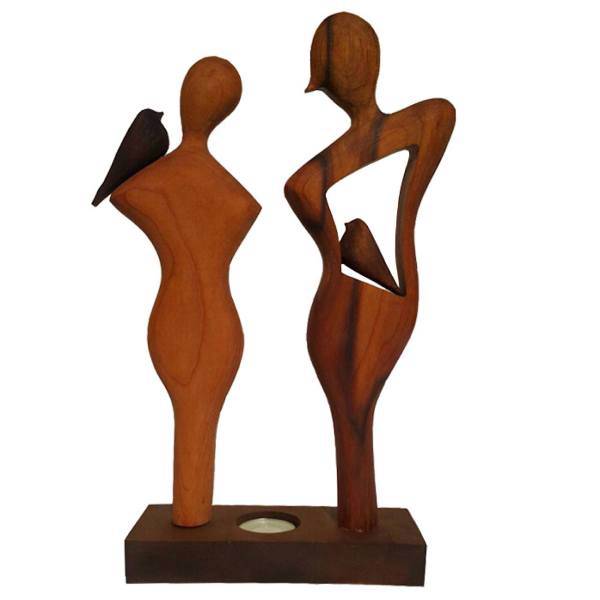 مجسمه چوبی مدل خانم و آقای مهربان، Mr And Mrs Kind Wooden Statue