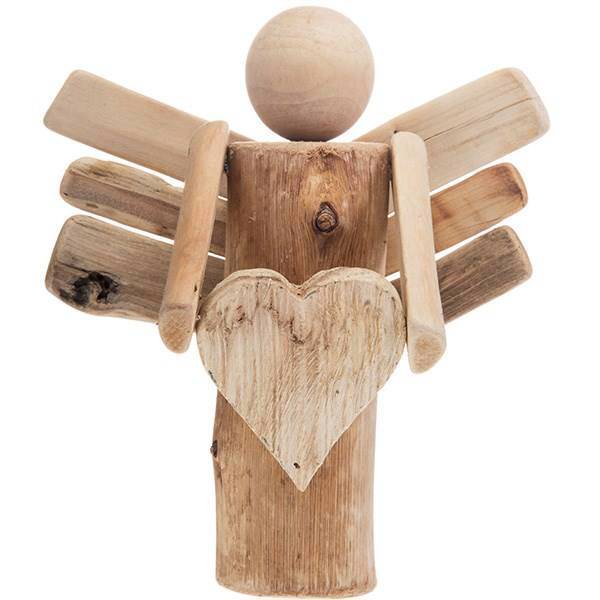 عروسک دکوری فرشته چوبی دست ساز قلب به دست کوچک کد 12G741، Hand Made Wooden Angel with Tiny Heart 12G741