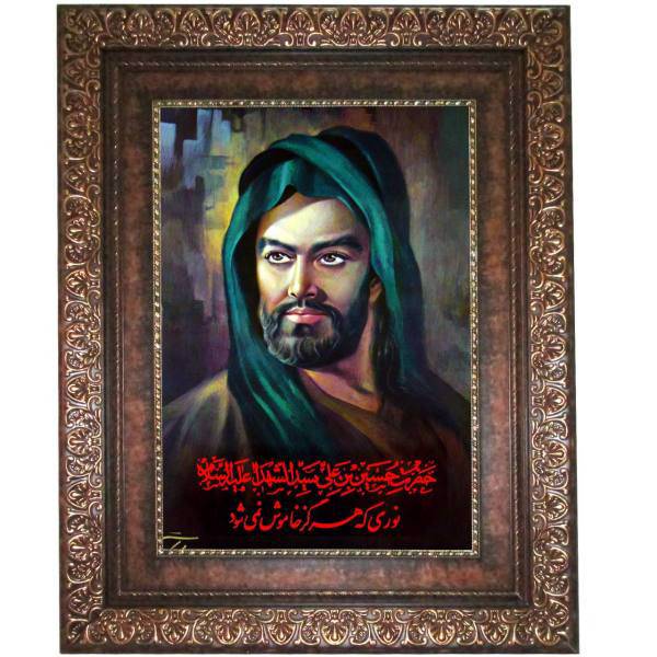 تابلو فرش ماشینی نقش نگار رضوی طرح تمثال امام حسین مدل 138P