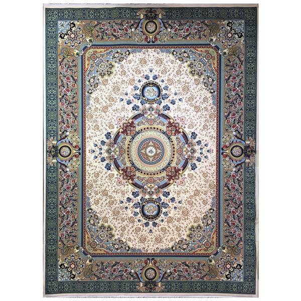 فرش ماشینی عظیم زاده طرح الیس گل برجسته کد 9020