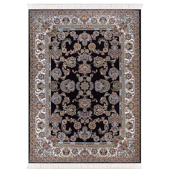 فرش ماشینی تاپ طرح رازقی زمینه مشکی