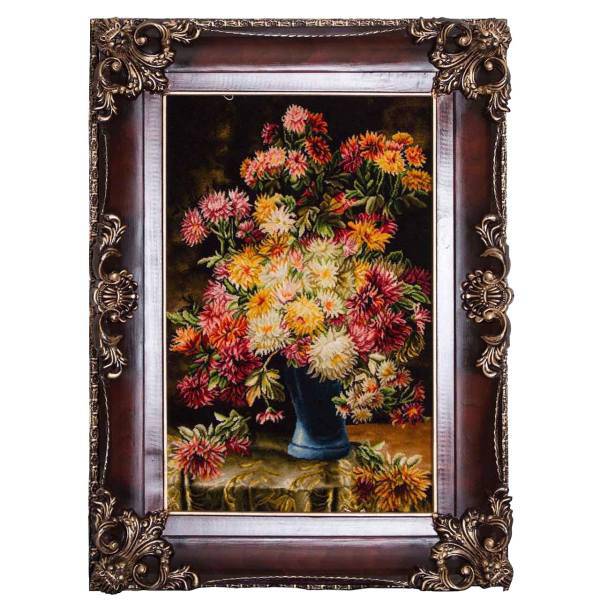 تابلو فرش دستبافت سرزمین فرش طرح گل بابونه کد 207054