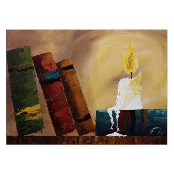 تابلو شاسی ونسونی طرح Old Bookshelf Art سایز 50x70 سانتی متر، Wensoni Old Bookshelf Art Chassis Size 50 x 70 Cm