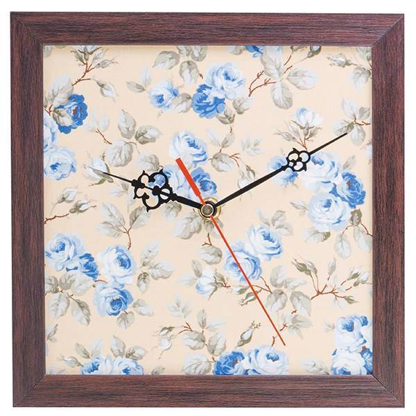 ساعت دیواری عقربه ای 20 × 20 طرح پارچه نقش 20 با قاب قهوه ای کد WEW 51 020، WeWatch WEW 51 020 WallClock