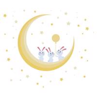 استیکر سالسو طرح rabbites on moon - Salso rabbites on moon Sticker