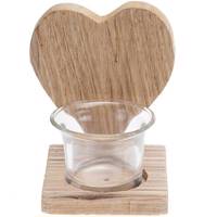 جاوارمری مدل قلب چوبی کد 12071 Wooden Heart Tealight Candlestick 12071