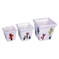 ست سه تکه گلدان سرامیکی ژینورا طرح C5 مدل کاکتوس Gynura C5 Cactus Ceramic Flower Pot Set 3 Pieces