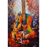 تابلو شاسی گالری هنری پیکاسو طرح گیتار و ویولون سایز 30x40 سانتی متر Picasso Art Gallery guitar and violin Chassis Size 40x30 CM