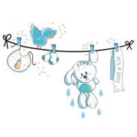 استیکر دیواری ژیوار طرح Cute Blue Bunny - Zhivar Cute Blue Bunny Wall Sticker