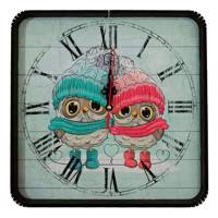 ساعت دیواری گلدن طرح جغد زوج کد 10010140