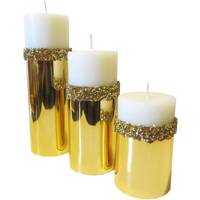 شمع استوانه 3 عددی طرح سنگی