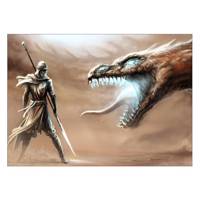 تابلوی ونسونی طرح Knight Fighting Dragon سایز 30x40 Wensoni Knight Fighting Dragon Chassis 30x40