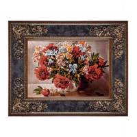 تابلو فرش ماشینی شاهکار صفویه طرح سبد گل کد TM004