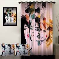 پرده رنس مدل S1-41028 به همراه تابلو و کوسن Rence S1-41028 Curtain with Tableau and Cushion