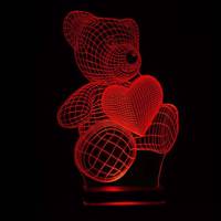 چراغ خواب سه بعدی نورا مدل Bear and Heart Noura Bear and Heart 3D Night Light