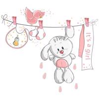 استیکر دیواری ژیوار طرح Cute Pink Bunny - Zhivar Cute Pink Bunny Wall Sticker